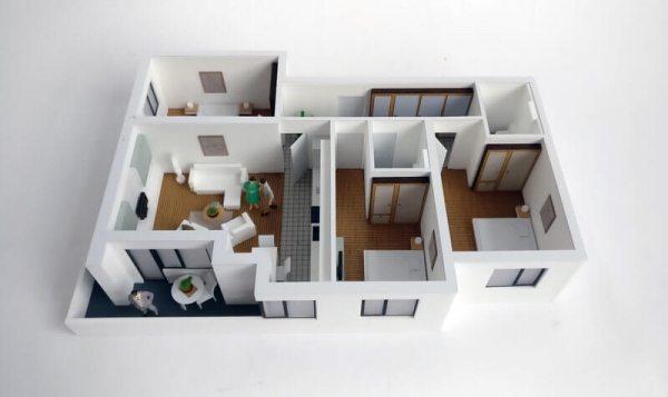 maqueta de Apartamento con muebles