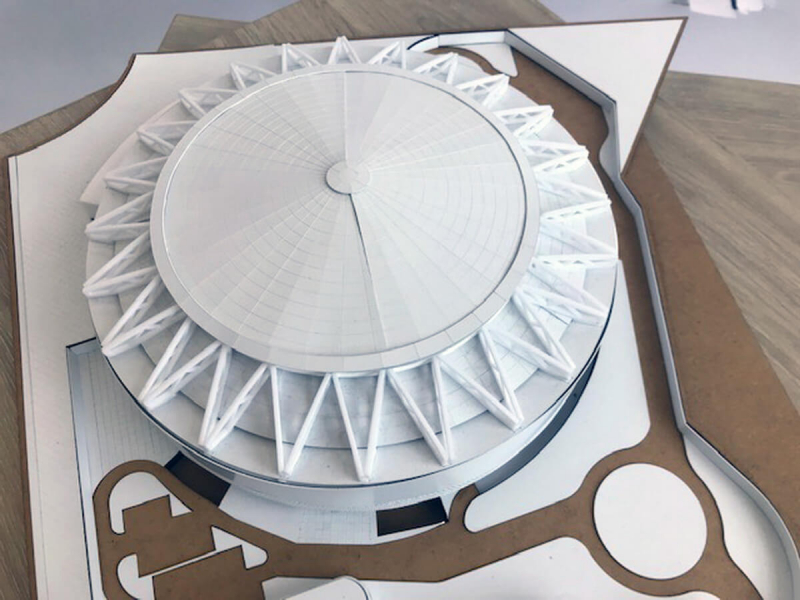 maqueta sala de deportes estadio