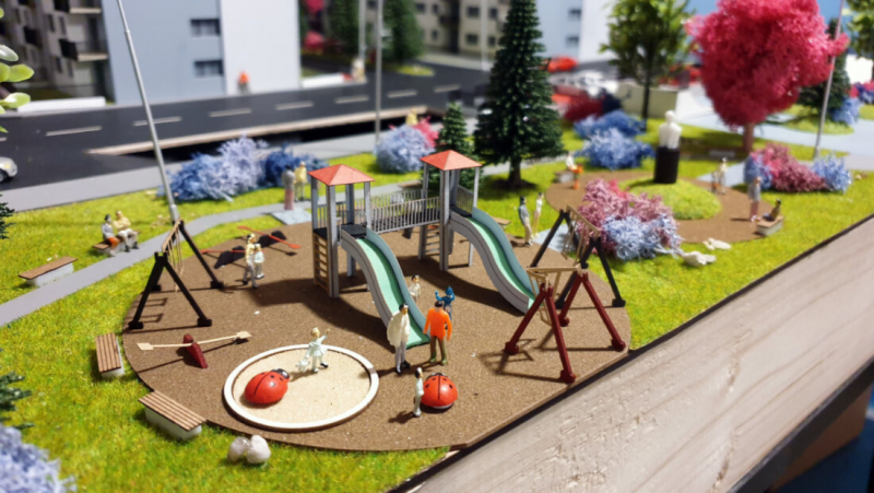 Maqueta de un parque infantil