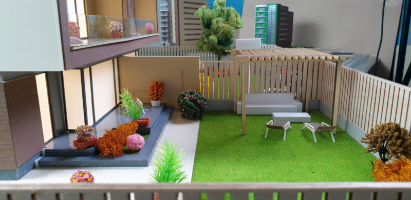 maqueta de una casa con jardin