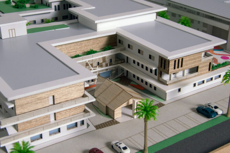 maqueta de arquitectura centro de salud
