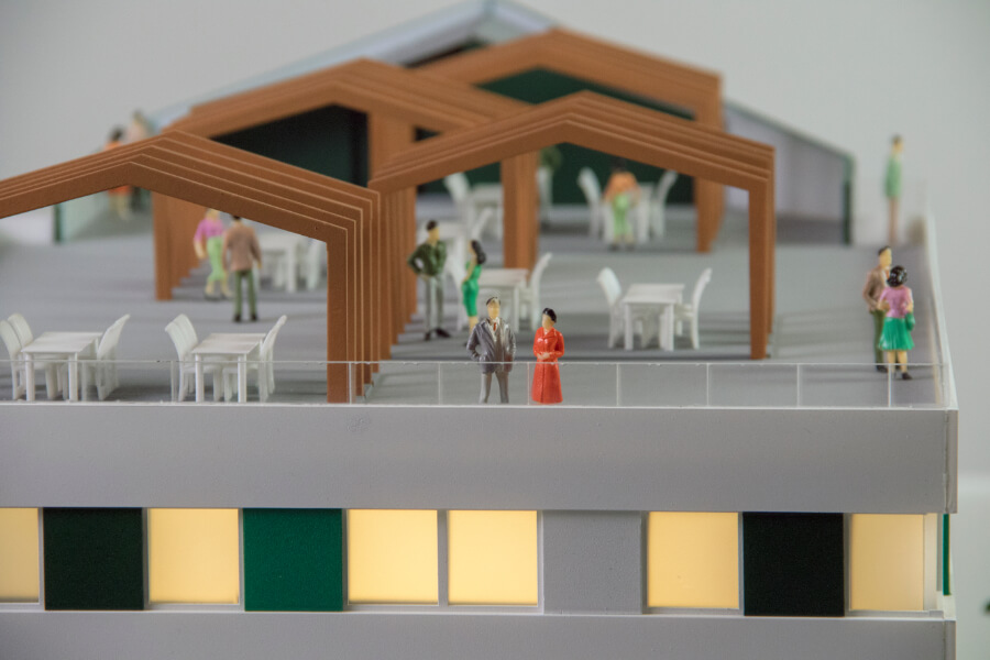 maqueta terraza de edificio de oficinas