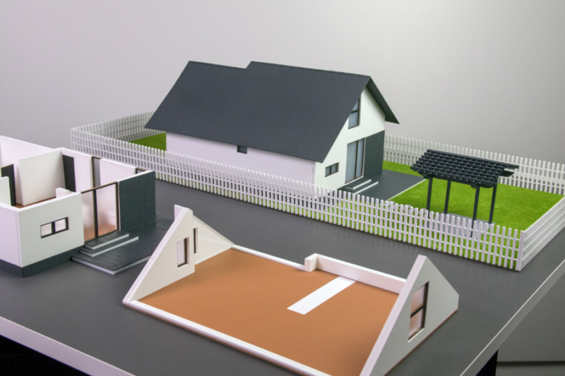 Maqueta casa con jardín