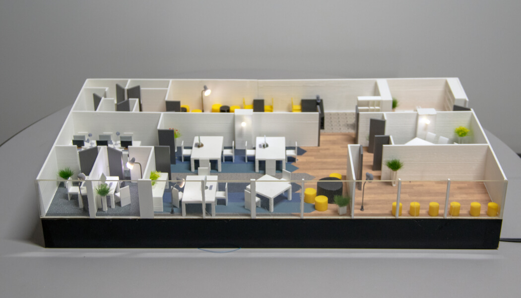 Maqueta de interiores de oficina