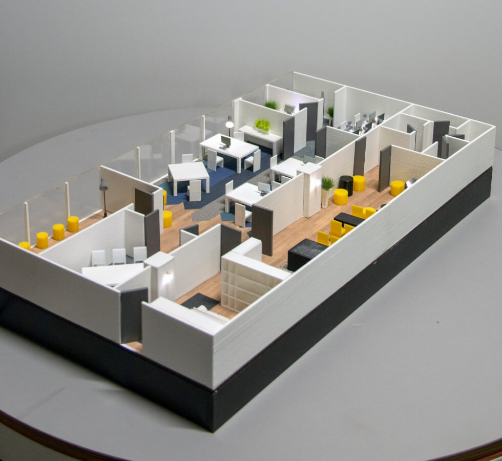 Maqueta interiores de oficina