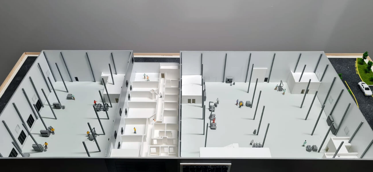 maqueta de las areas de un almacén