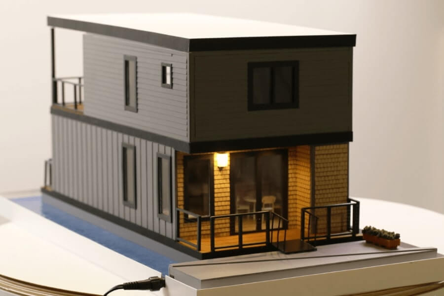 Maqueta de casa flotante