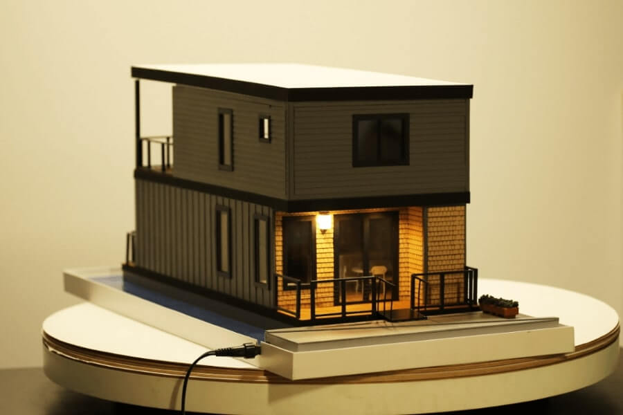 Maqueta de una casa flotante
