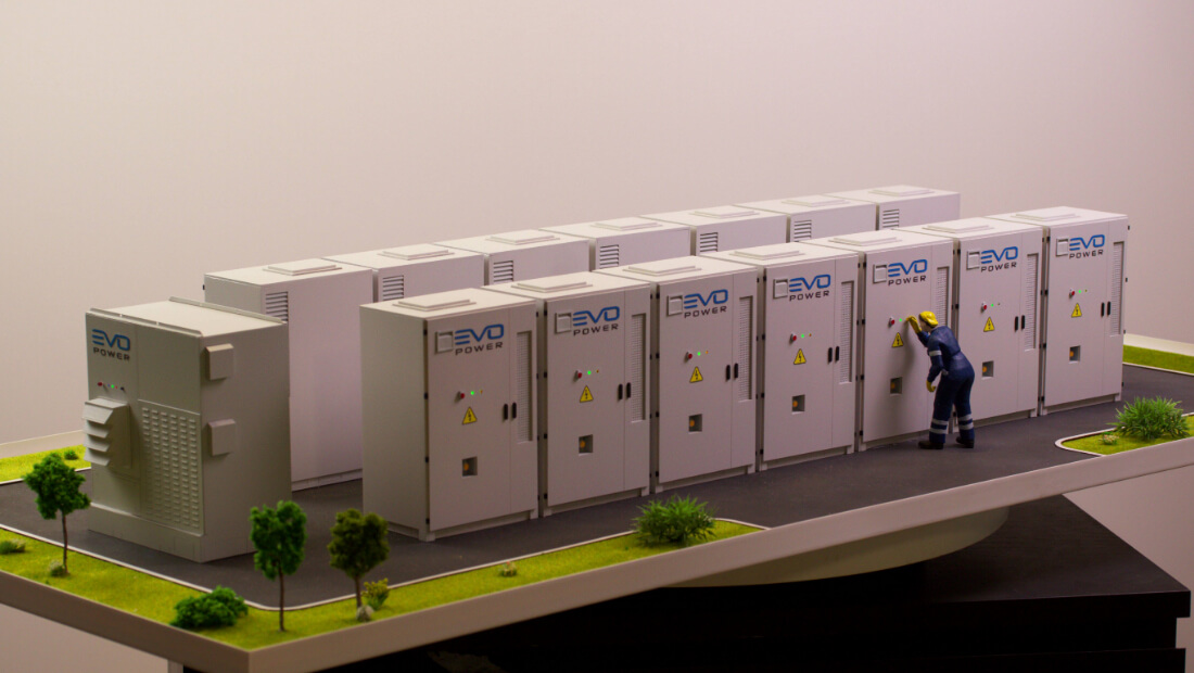 maqueta Sistema de almacenamiento de energía en baterías (BESS)