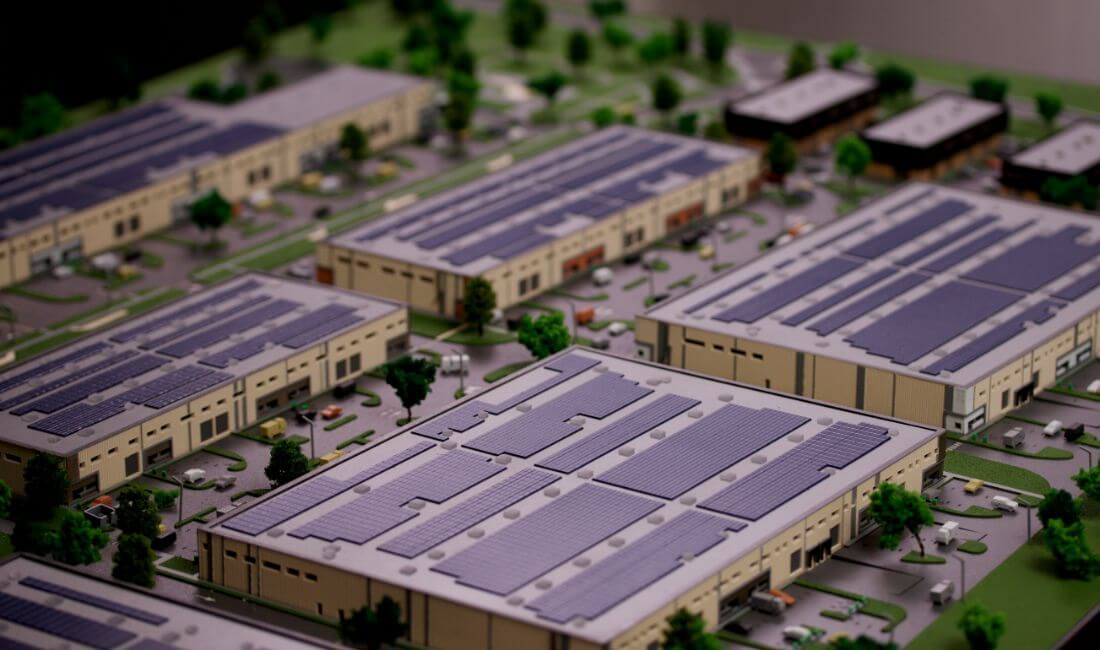 Maqueta Parque Industrial con paneles solares