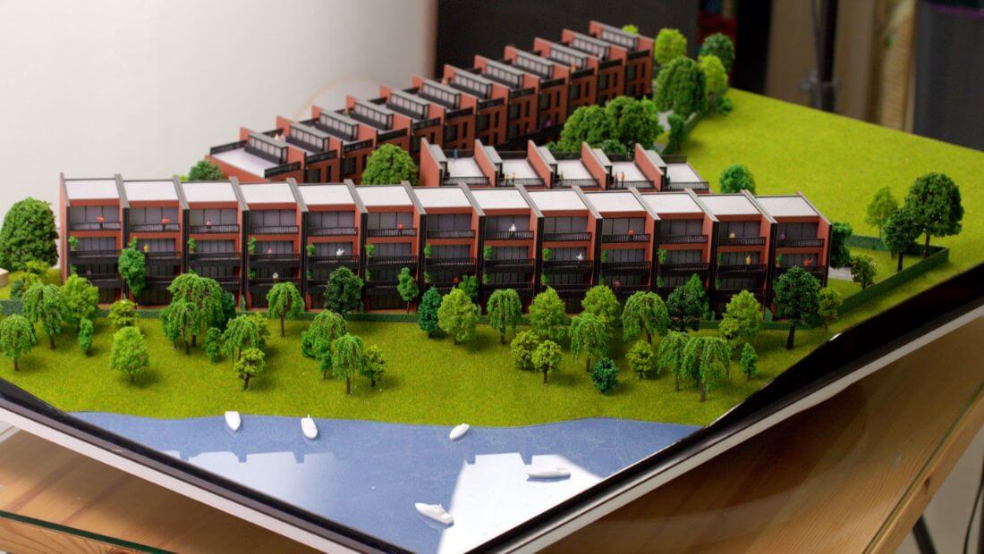 maqueta de arquitectura viviendas adosadas