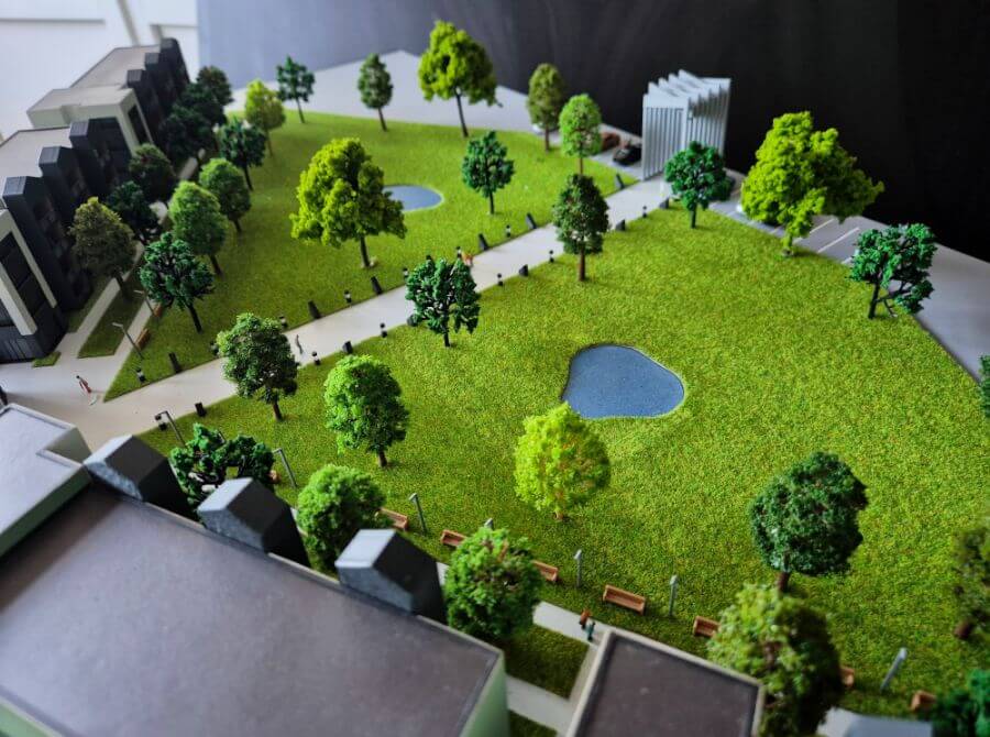 Maqueta urbanística campus universitario