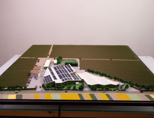 Maqueta de arquitectura de complejo agroindustrial