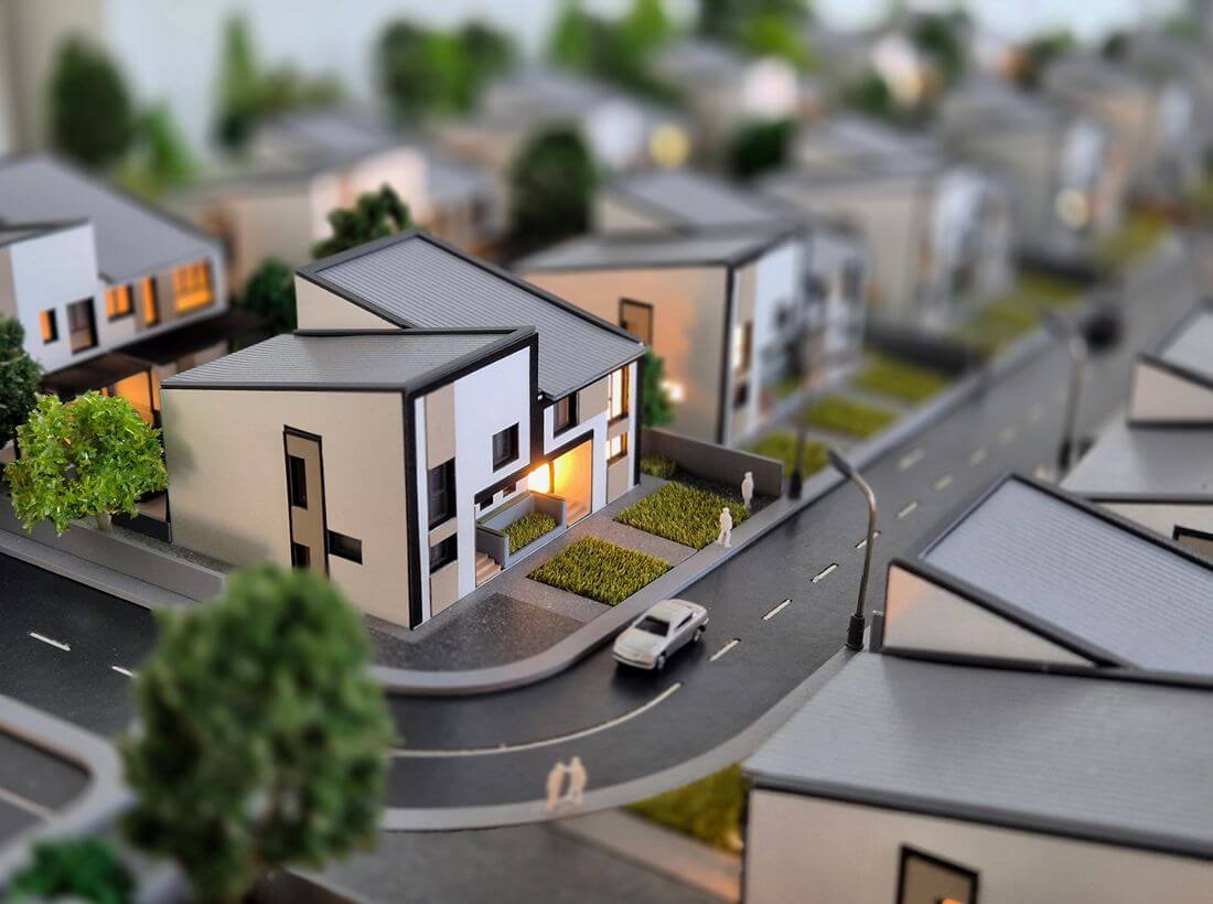 Maqueta de viviendas unifamiliares