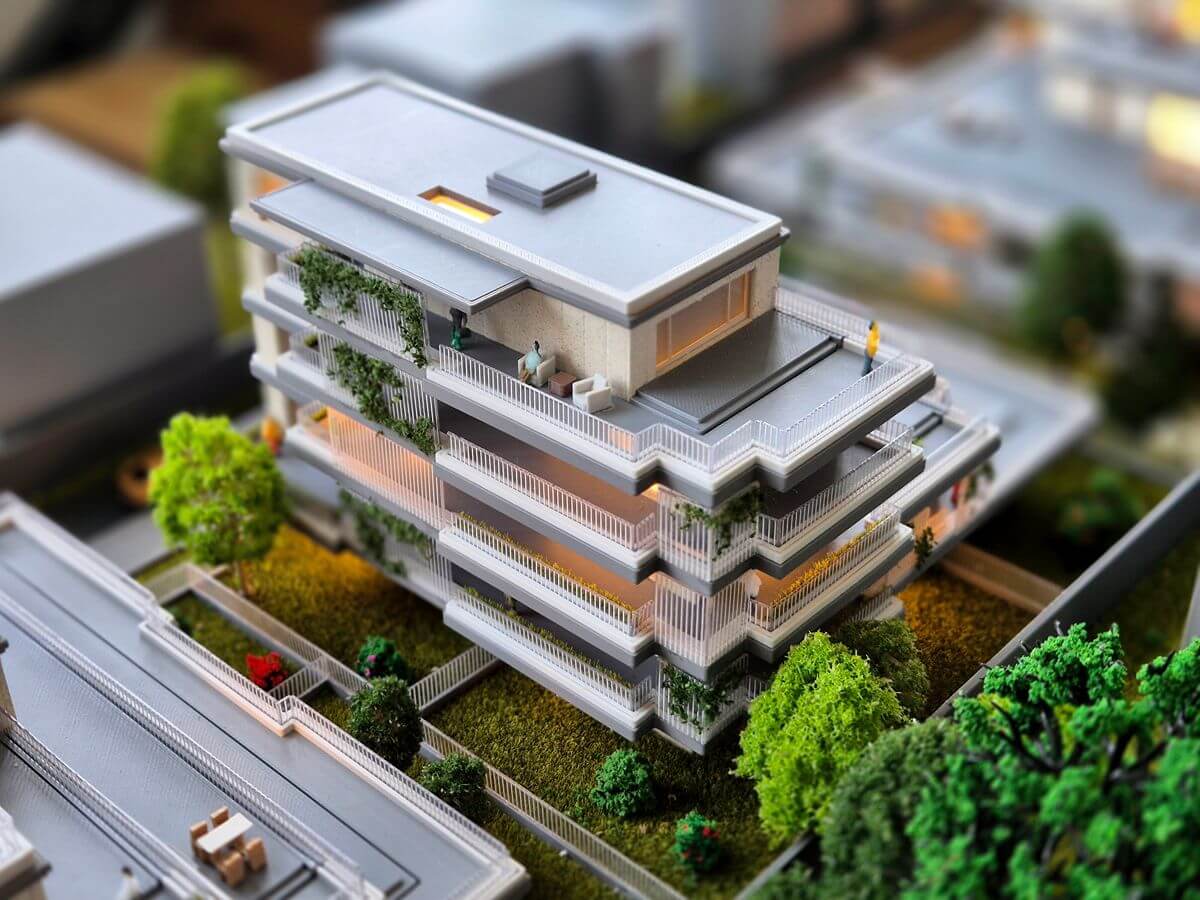 Maqueta arquitectónica complejo residencial